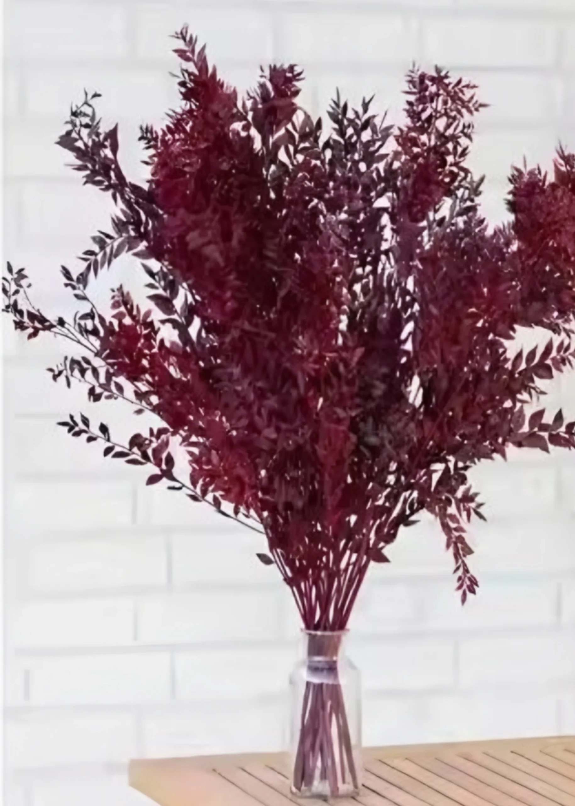 Burgundy Preserved Ruscus Leaves - 1.5 oz Bunch - Image 4