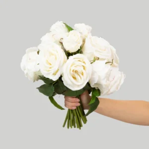 Alternative view of Premium Faux-Ever Rose Bouquet in Cream - 12"