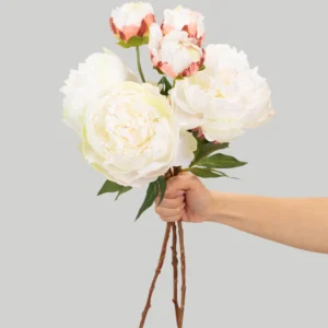Cream Peony Faux Flower Bundle of Peonies - 21"