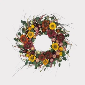 Preserved Zinnia Flower Wreath - 20"