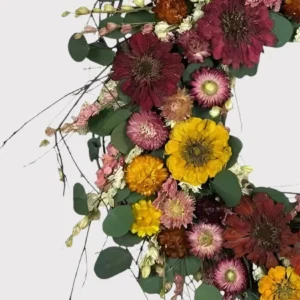Alternative view of Preserved Zinnia Flower Wreath - 20"