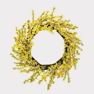 Yellow Forsythia Fake Spring Flower Wreath - 22"
