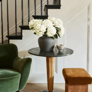Alternative view of Large Talc White Hydrangea in Smokey Slate Vase Design