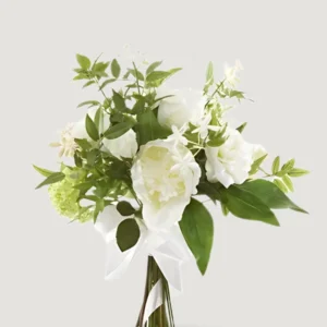 Faux-Ever Large Cream White Fake Rose and Peony Bouquet - 16.5"