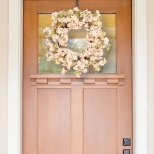 Alternative view of Fake Cherry Blossom Flower Wreath in Pink - 20"