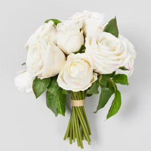 Premium Faux-Ever Rose Bouquet in Cream - 12"
